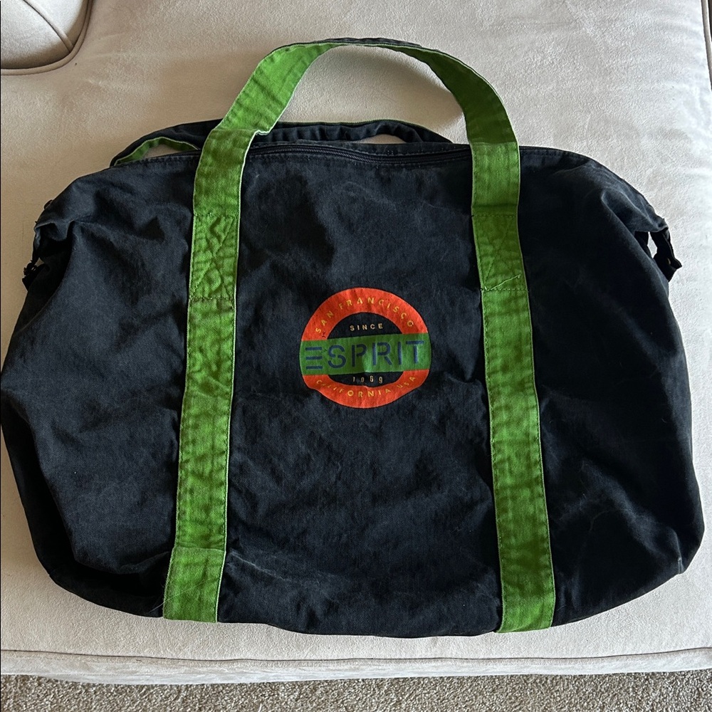 Esprit Black Duffel Bag with Green Straps